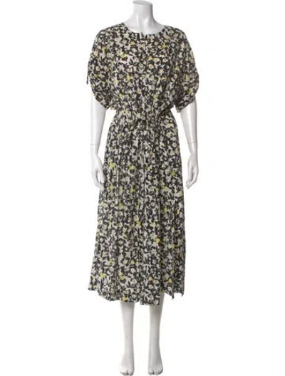 Pre-owned Mii Collection Floral Print Long Dress In Yellow