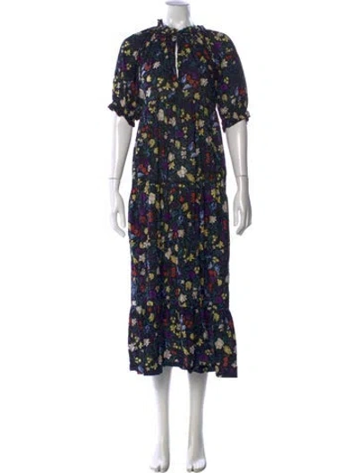 Pre-owned Mii Collection Floral Print Midi Length Dress In Purple