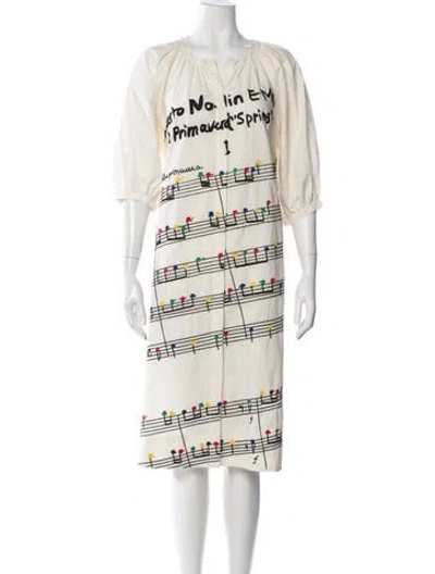 Pre-owned Mii Collection Graphic Print Knee-length Dress In Neutral