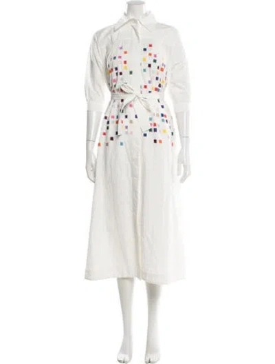 Pre-owned Mii Collection Graphic Print Long Dress In White