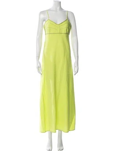 Pre-owned Mii Collection Linen Long Dress W/ Tags In Green