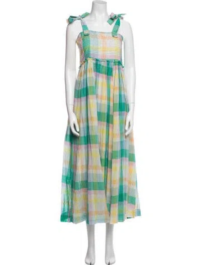 Pre-owned Mii Collection Plaid Print Long Dress In Multi