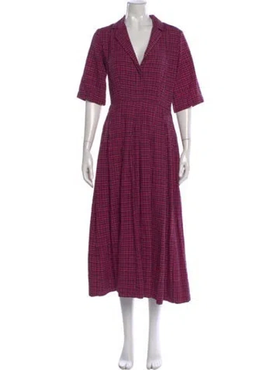 Pre-owned Mii Collection Plaid Print Midi Length Dress In Purple