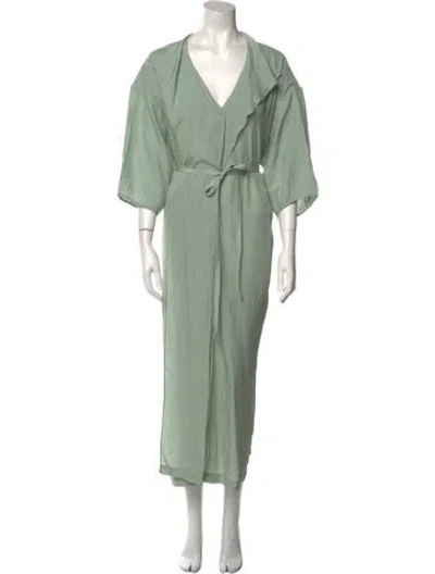 Pre-owned Mii Collection Silk Long Dress In Green