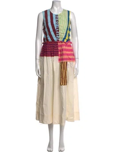 Pre-owned Mii Collection Striped Long Dress In Multicolor