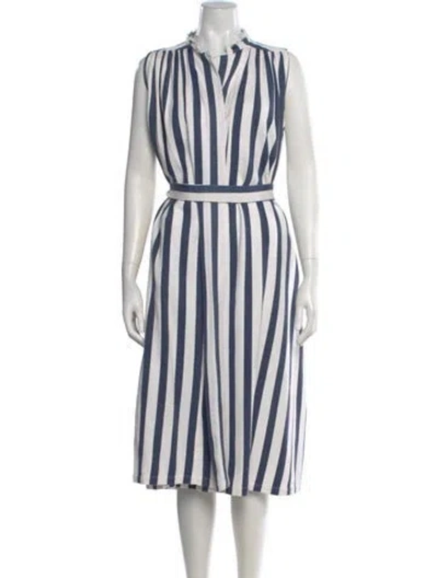 Pre-owned Mii Collection Striped Midi Length Dress In Blue