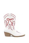 Mii Collection Women's Zeta Delicate Bow Embroidery Western Ankle Boots In White In White