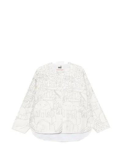 Mii Diti Embroidered Collarless Jacket In White