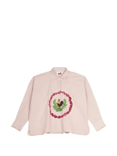 Mii Greta Embroidered Cotton Shirt In Black