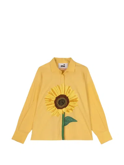 Mii Greta Sunflower-embroidered Shirt In Multi