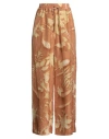 Mii Woman Pants Camel Size M Silk In Multi