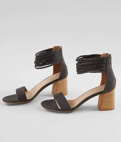 Miim Ankle Strap Block Heel Sandal In Gray In Black