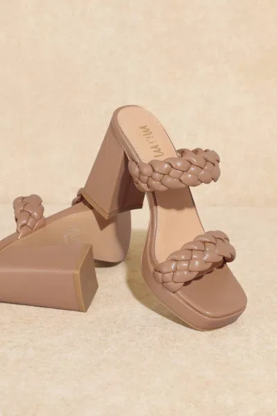Miim Chloe Braided Strap Heels In Tan In Brown