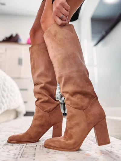 Miim Women's Fynn Classic Stacked Heel Knee-high Boots In Truffle In Brown