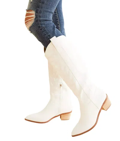 Miim Women's Inlay Samara Stitch Western Tall Boots In White In Black