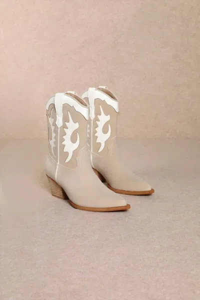 Miim Women's Jackie Block Heel Western Bootie In Beige In Neutral