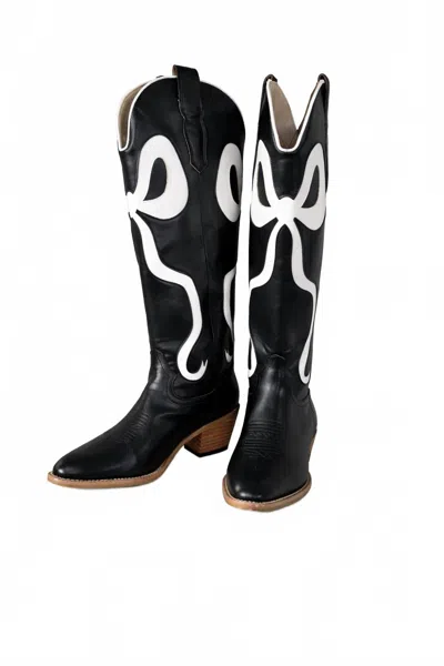 Miim Women's Ribbon Boot In Blackwhite