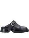 Miista Buckled Black Mules With Textured Upper In Schwarz