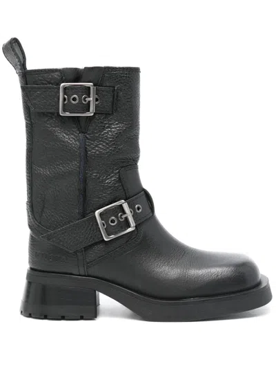 Miista Renate Buckle Boots In Black Leather