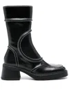 Miista Square Toe Splicing Design Short Boots In Black