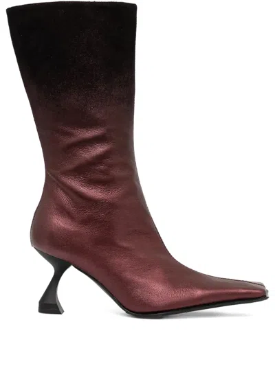 Miista 70mm Pearl Leather Square-toe Boots In Red