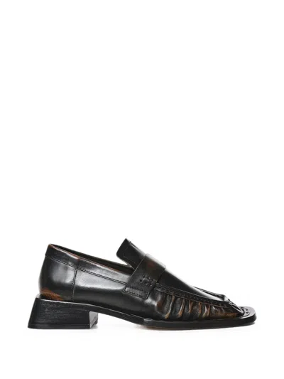 Miista Airi Brushed-finish Ruched Loafers In Black