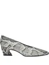 Miista Antonyne Snakeskin-effect Pointed-toe Pumps In Gray