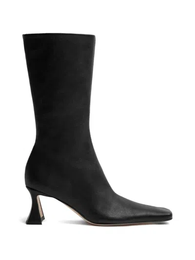Miista Araxi Square-toe Leather Ankle Boots In Black