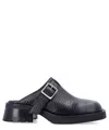Miista Buckled Black Mules With Textured Upper In Black