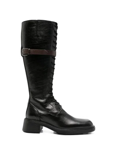 Miista Beatrix Lace-up Buckle-strap Boots In Black