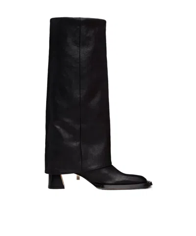 Miista Bellamy Fold Over High Boots In Black