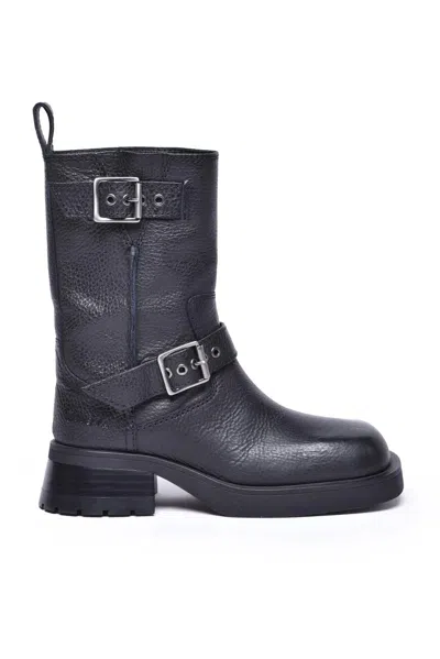 Miista Black Biker Ankle Boots