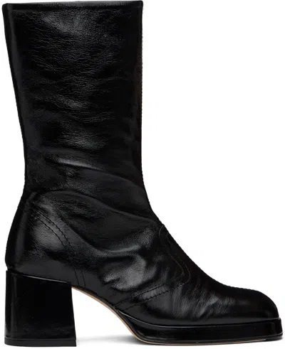MIISTA BLACK CASS CRINKLE BOOTS