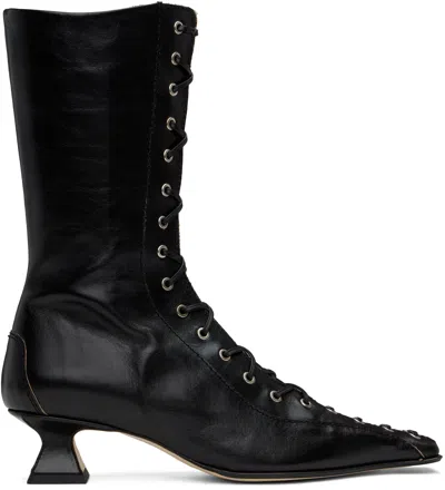 Miista Black Emile Lace-up Boots