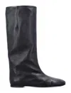 Miista Leather Knee-high Square Toe Boots In Black