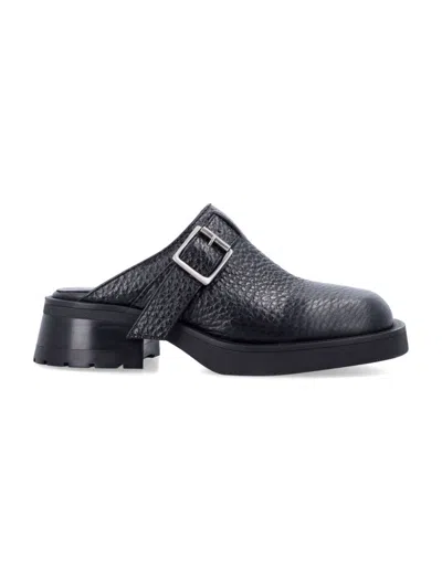 MIISTA BLACK LEATHER MULES
