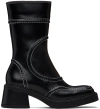 Miista Square Toe Splicing Design Short Boots In Black
