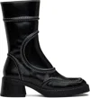 Miista Square Toe Splicing Design Short Boots In Black