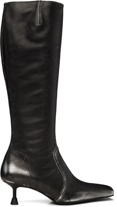 Miista Black Vikki Tall Boots In Black Grey