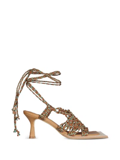 Miista Braided Wraparound Sandals In Brown