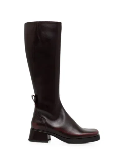 Miista Brunildha Square-toe Knee-length Boots In Brown
