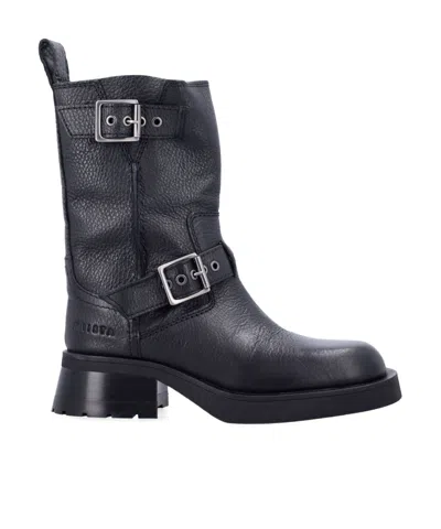 Miista Renate Buckle Boots In Black Leather