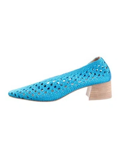 Pre-owned Miista Canvas Lace Pattern Pumps In Blue