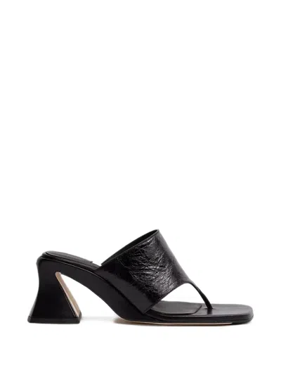 Miista Crinkled-leather Heeled Sandals In Black
