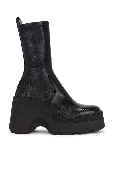 Miista Deandra Off Black Leather Chunky Calf Boots