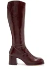 Miista Donna 65 Crinkled Patent-leather Knee-high Boots In Brown
