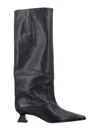Miista Square Toe Leather Knee-high Boot In Black