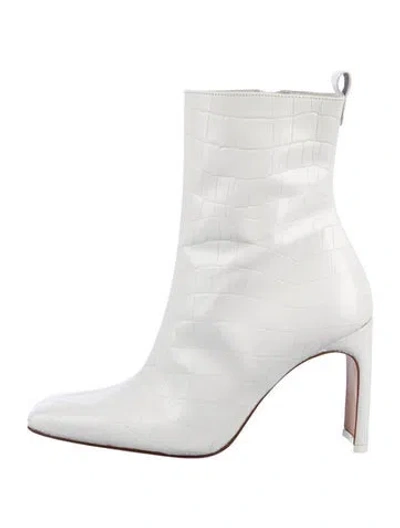Pre-owned Miista Embossed Leather Animal Print Boots In White