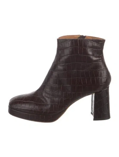 Pre-owned Miista Embossed Leather Boots In Brown