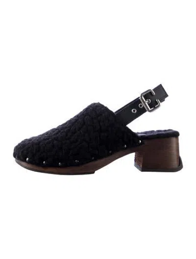 Pre-owned Miista Fur Mules In Black
